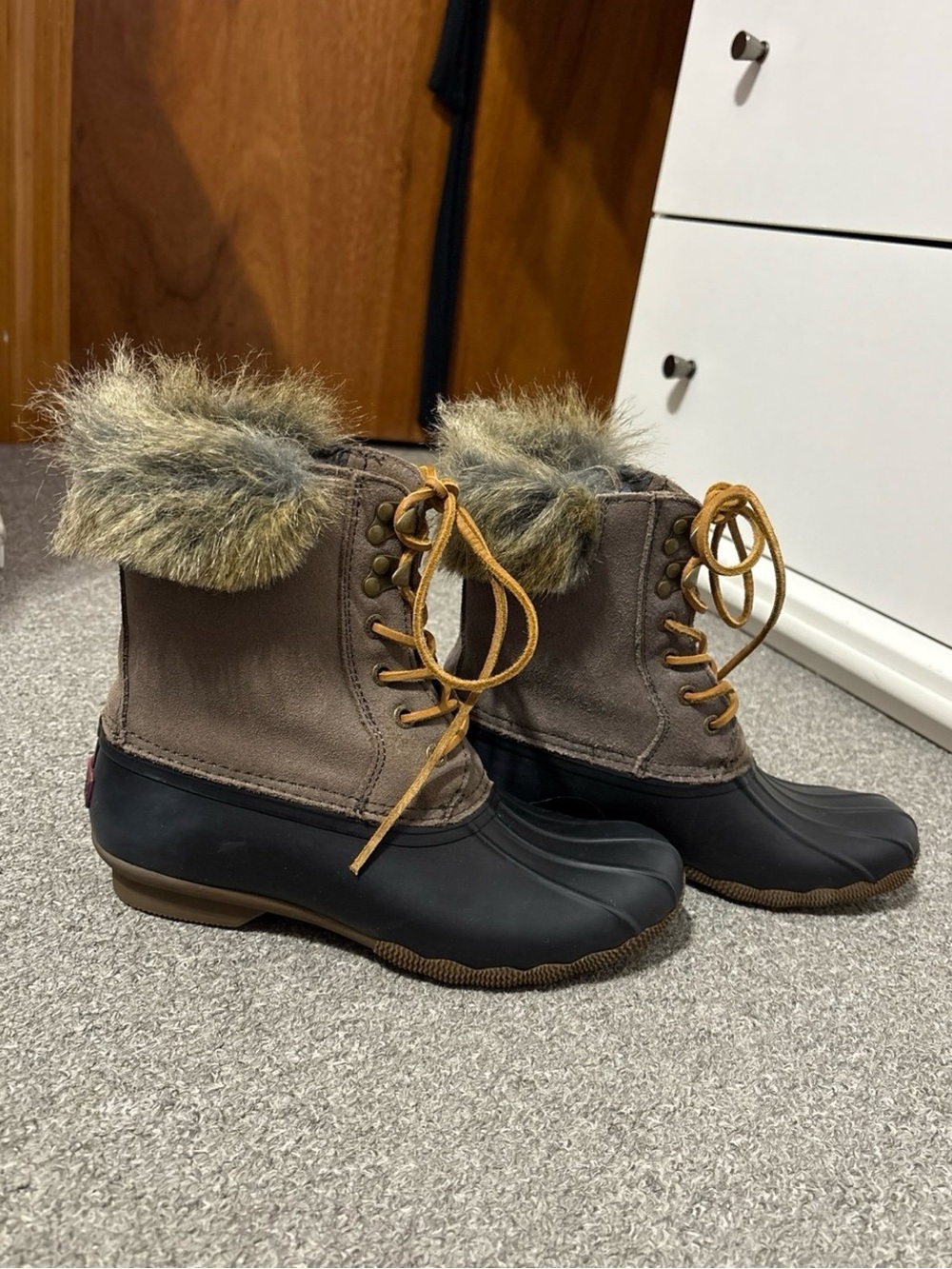 Sperry Brown and Black Top-Sider Duck Boots